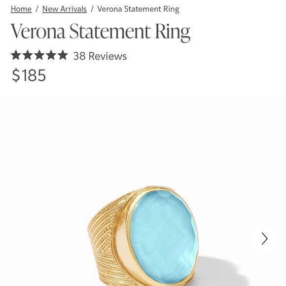 Julie Vos Verona Statement Ring in Gold and Blue sz 7. Adjustable - Picture 6 of 6